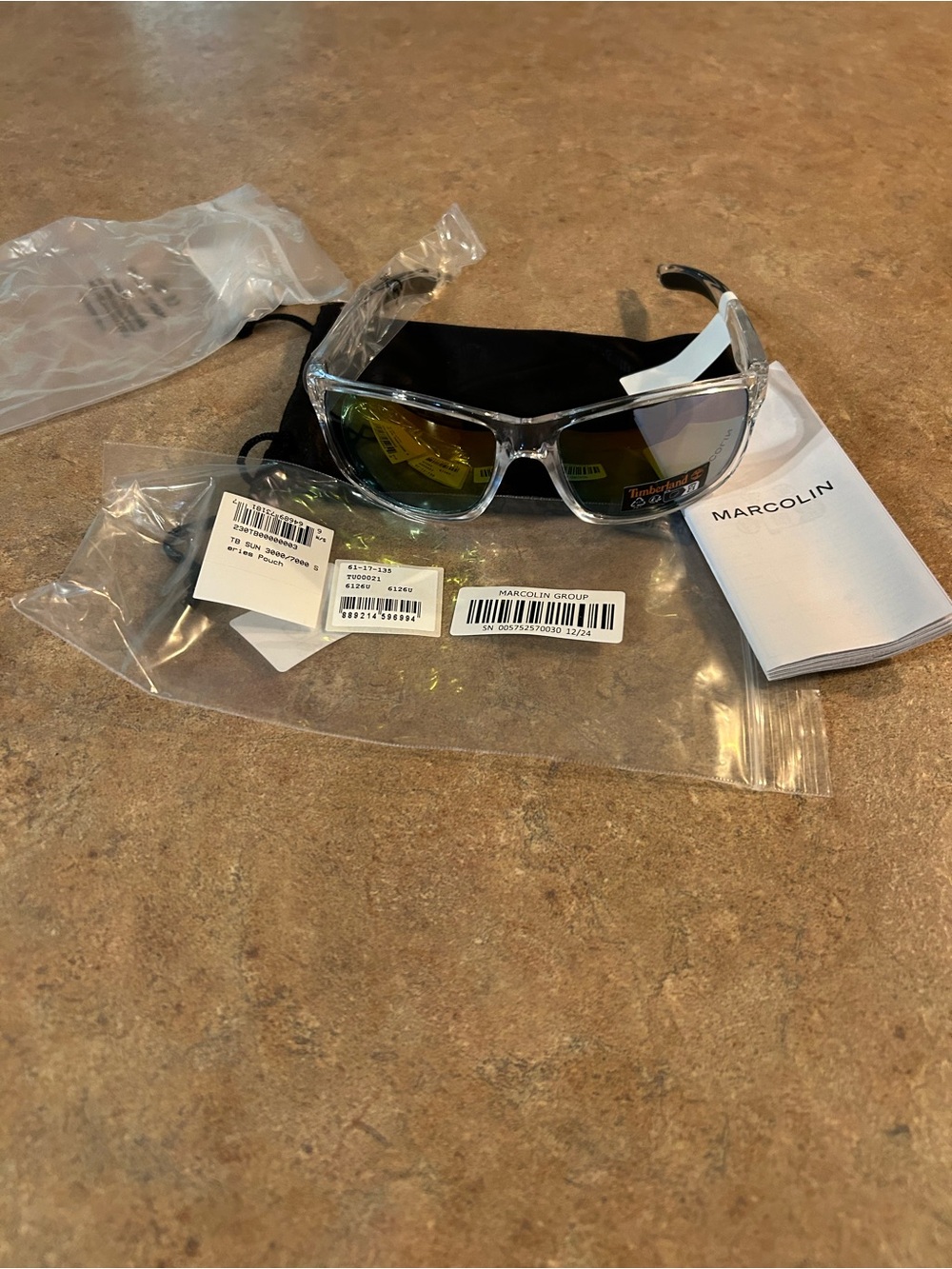 Timberland  Clear Frame Sunglasses with Gray Lenses